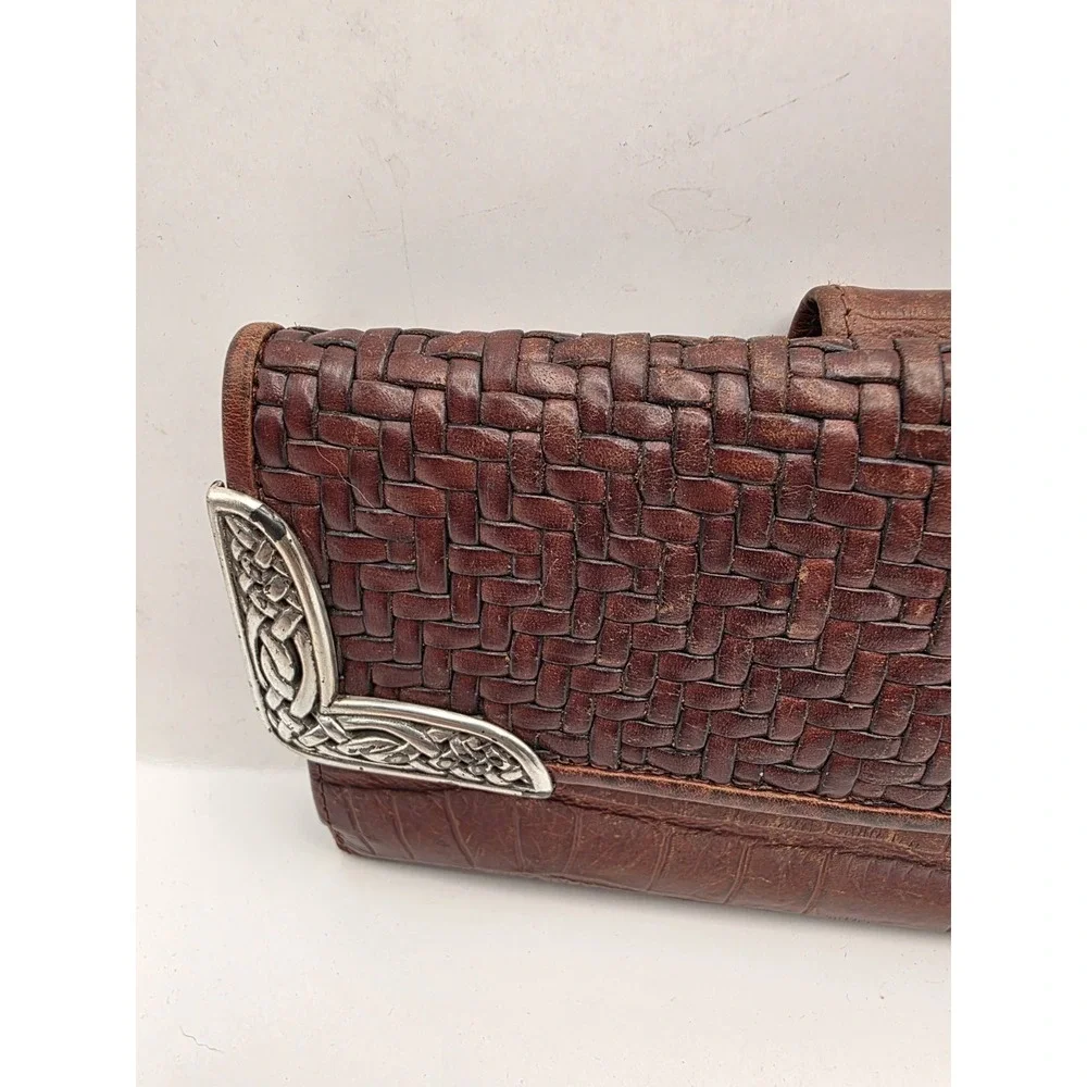 Vintage 90's-2000's Brighton Brown Aligator Weave Billfold Wallet